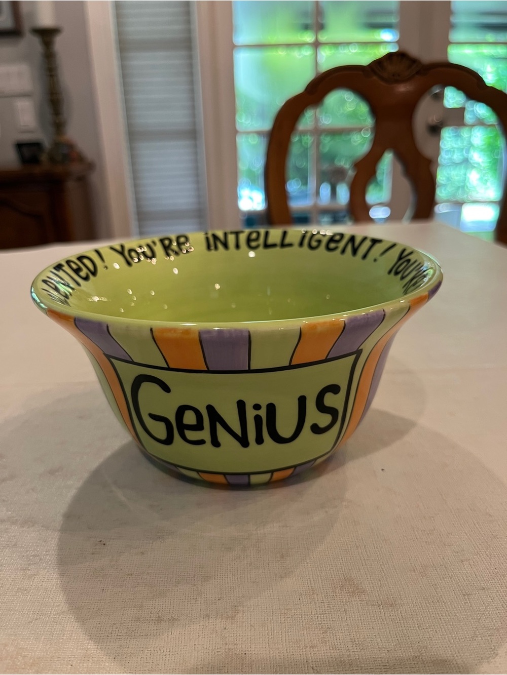 Vintage our name is mud colorful Genius Ceramic Serving Bowl. So retro!